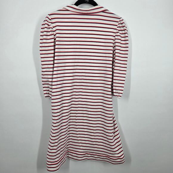 BURU women SZ S Red Blue White Striped Cotton 3/4 Sleeve Career Casual Dress - Picture 6 of 7